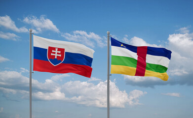 Central African Republic and Slovakia flags, country relationship concept