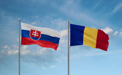 Chad and Slovakia flags, country relationship concept