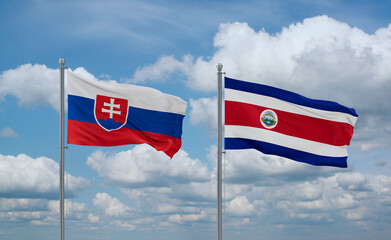 Costa Rico and Slovakia flags, country relationship concept
