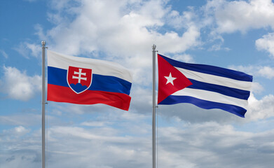 Cuba and Slovakia flags, country relationship concept
