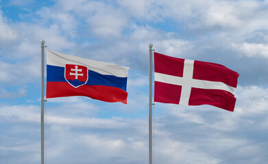 Denmark and Slovakia flags, country relationship concept
