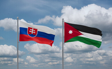 Jordan and Slovakia flags, country relationship concept
