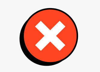 Obraz premium Stop ERROR X flat icon web, app, ui ux, mall sign, door label, vector design element, digital, print