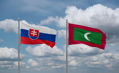 Maldives and Slovakia flags, country relationship concept