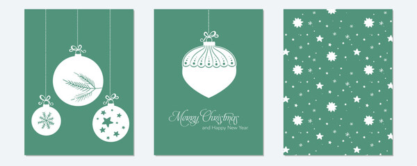 Merry Christmas modern card set elements greeting text lettering blue red green  background vector.