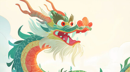 Fototapeta premium Hand drawn cartoon Chinese new year zodiac dragon illustration 