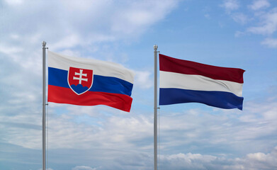 Netherlands and Slovakia flags, country relationship concept