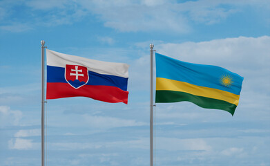 Rwanda and Slovakia flags, country relationship concept