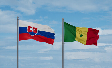 Senegal and Slovakia flags, country relationship concept