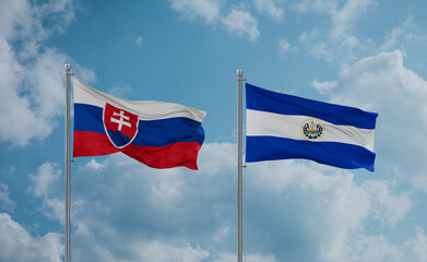 Salvador and Slovakia flags, country relationship concept