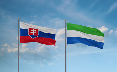 Sierra Leone and Slovakia flags, country relationship concept