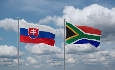 South Africa and Slovakia flags, country relationship concept