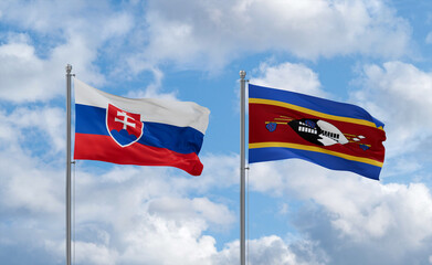 Eswatini and Slovakia flags, country relationship concept