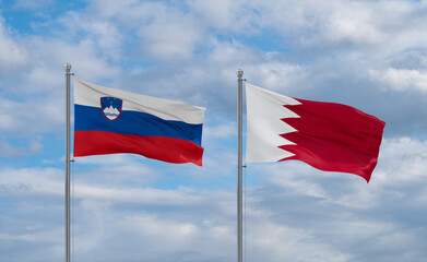 Bahrain and Slovenia flags, country relationship concept