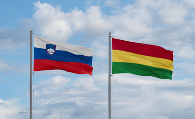Bolivia and Slovenia flags, country relationship concept