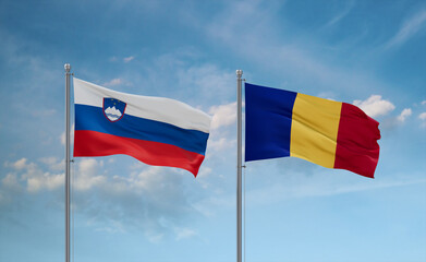 Chad and Slovenia flags, country relationship concept