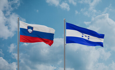 Honduras and Slovenia flags, country relationship concept