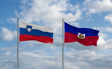 Haiti and Slovenia flags, country relationship concept