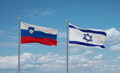 Israel and Slovenia flags, country relationship concept