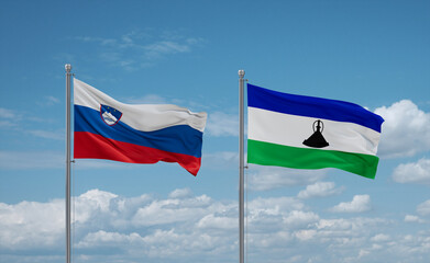 Lesotho and Slovenia flags, country relationship concept