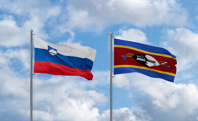 Eswatini and Slovenia flags, country relationship concept