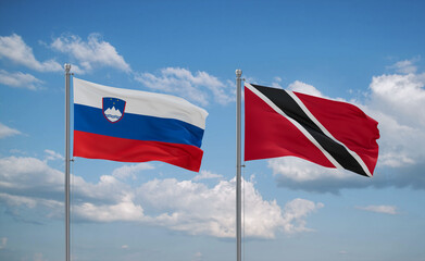 Trinidad and Tobago and Slovenia flags, country relationship concept