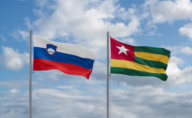 Togo and Slovenia flags, country relationship concept
