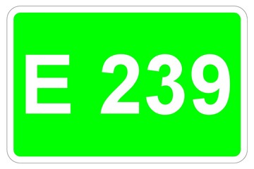 Illustration eines Europastraßenschildes der E 239 in Europa