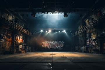 Empty Concert Stage - Fog Machine, Light Show, Music Concert, Hip-Hop Concert Stage, Backdrop