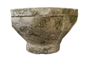 Old plaster sculptures and bas-reliefs, wall texture and patterns. Elements of architectural decorations of buildings. On the streets in Istanbul, public places.