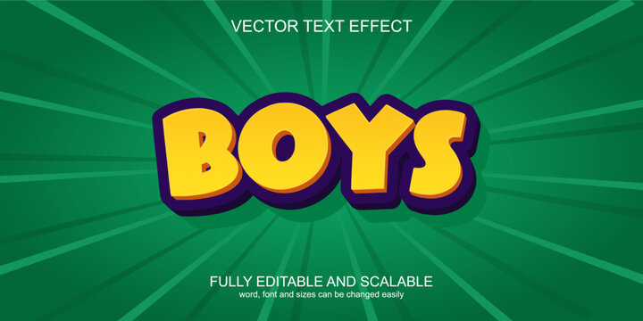 3d text effect boys vector