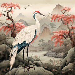 Vintage, boho wallpaper, background, Japandi style