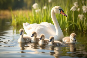 swans on the lake