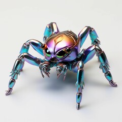 AI illustration of a vibrant and colorful crab spider robot