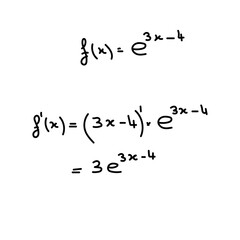 Fototapeta premium Derivative of function examples. Exponential function rule formula in calculus. Mathematics resources for teachers and students.