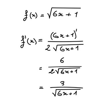 Derivative of function examples. Irrational function rule formula in  calculus. Mathematics resources for teachers and students.