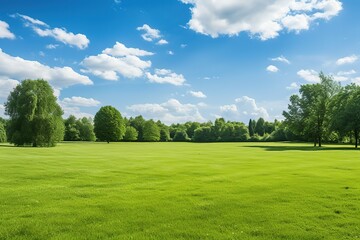 golf course with sky and clouds