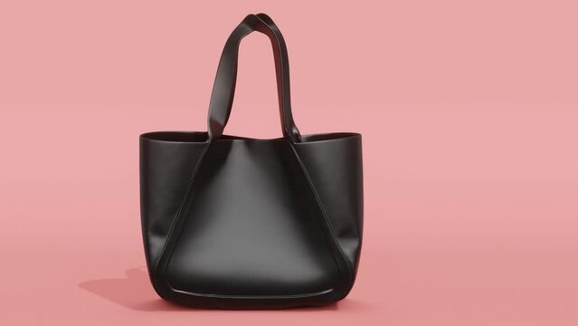 Black large leather bag. Abstract loop animation