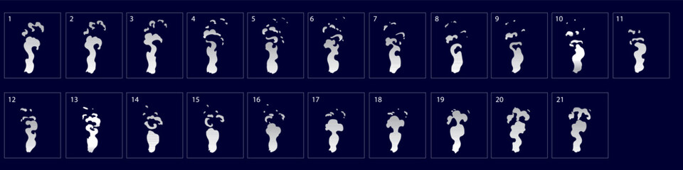 Smoke burst animation sprite sheet. Animation of smoke effect. Frame by frame 2d classic animation smoke effect.-vector © Ptouch
