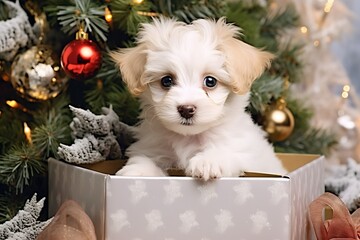 puppy with gift
