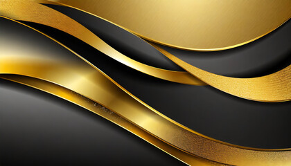 abstract glossy golden and black wavy background