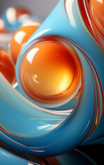 An abstract blue and orange wavy soft liquid forms background