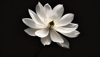 a white flower with a black background is shown in this image generative ai