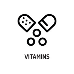 Vitamins line black icon. Nutrition facts.