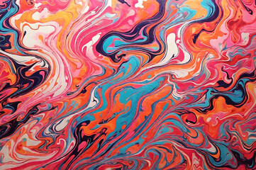 Fluid marbled background in vibrant colors