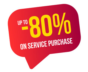 80% OFF sale bubble for offers, promotions, sales, discount social media design, poster, leaflet, brochure, menu, screen, business, online store