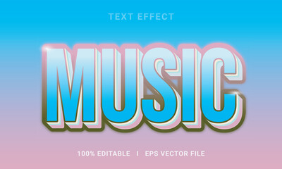 Vector 3d music text effect editable premium vector