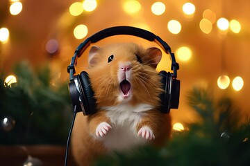 hamster dj in headphones