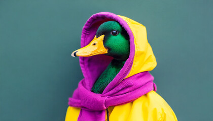 fashion duck in fall winter hooded jacket trendy bright color