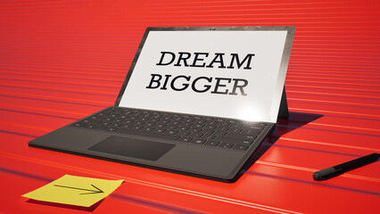 Modellazione 3D di tablet con testo DREAM BIGGER